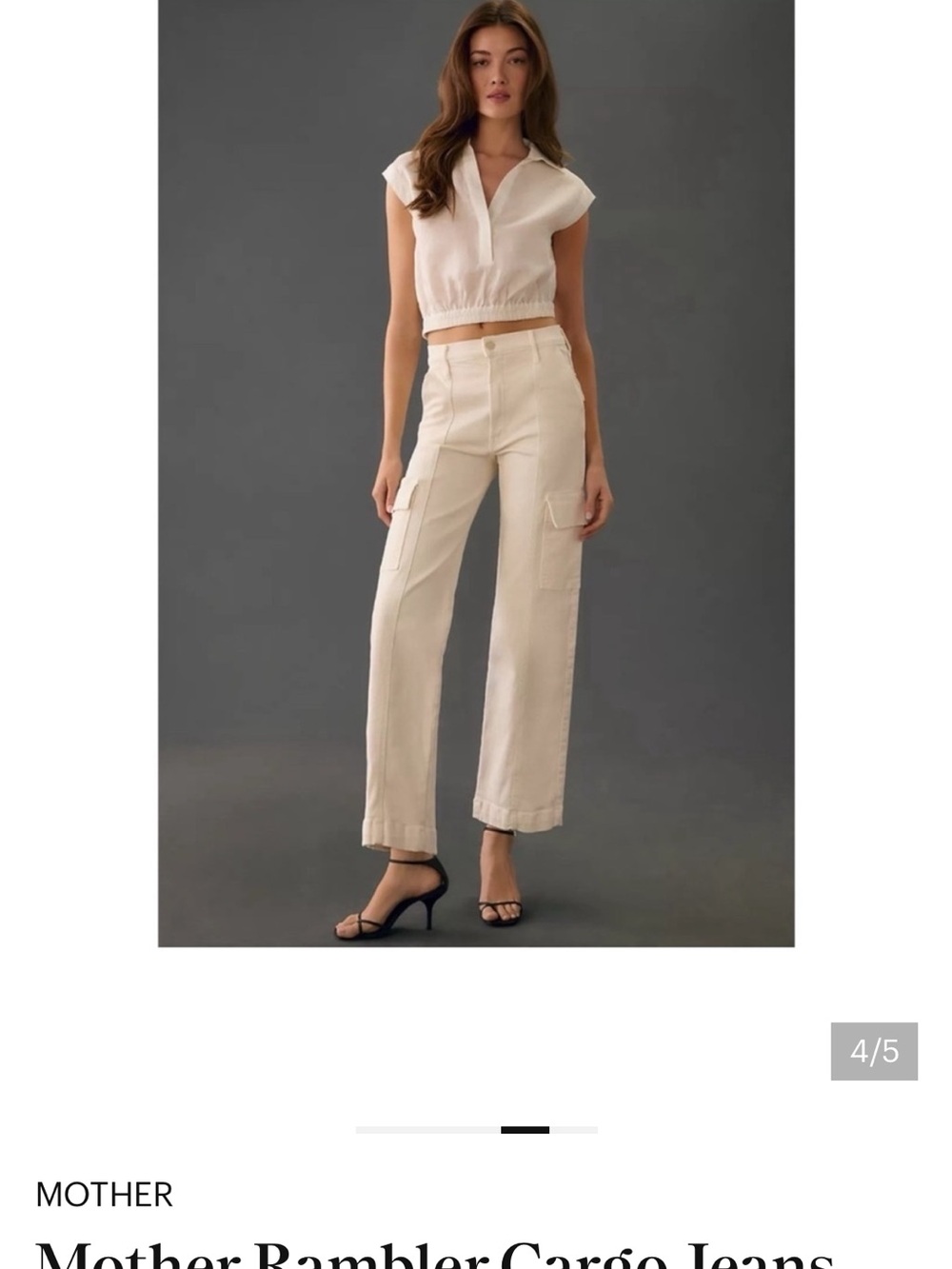 MOTHER Rambler Cargo Straight-Leg Jeans in Cream